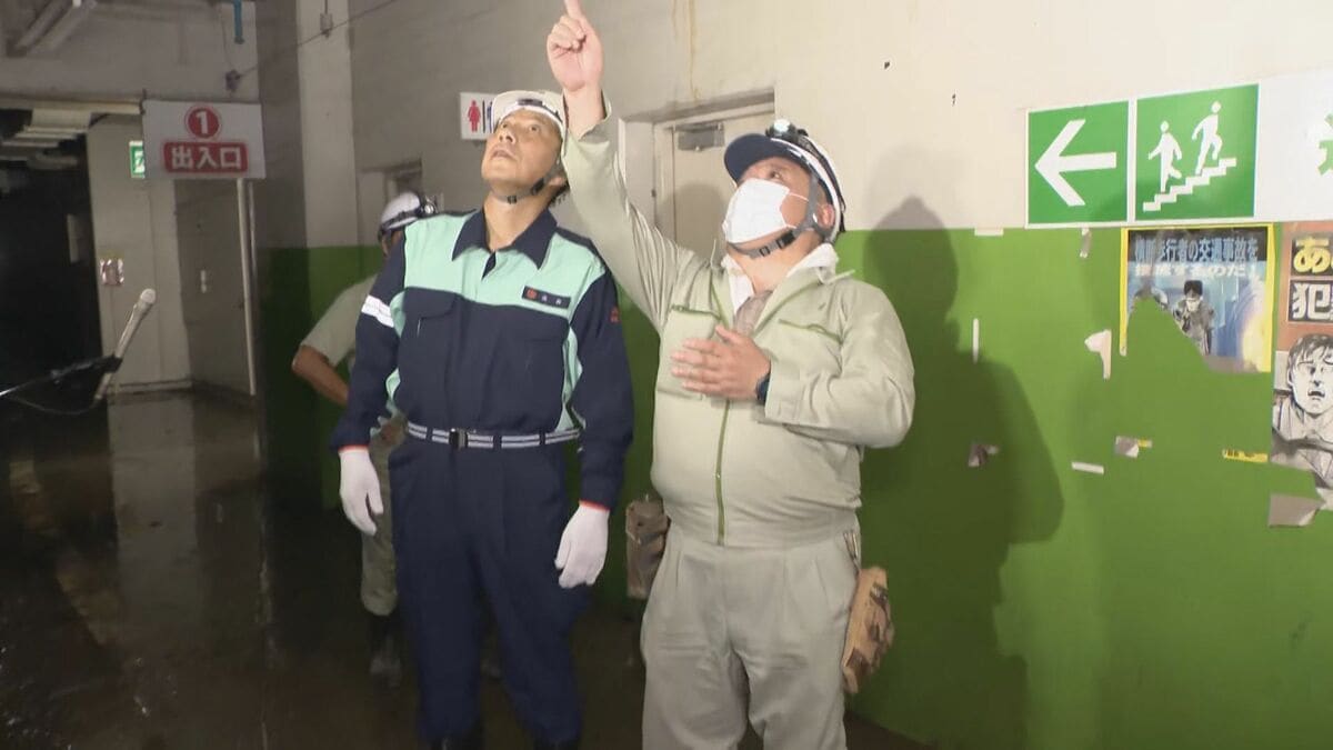 274台が浸水被害の地下駐車場　「復旧を支援」四日市市長が視察　車両所有者による確認を前に投光器の搬入も