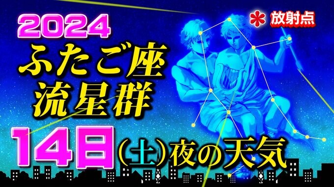 【ふたご座流星群】１４日（土）夜の全国天気 　ピーク過ぎて流星数減少も　１時間あたり１０～１５個【観察＆撮影のポイント／スマホで流星を撮るには】2024|TBS NEWS DIG