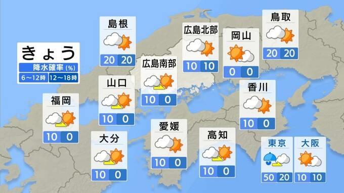 【きょう11/21(木)広島天気】午前中は雲広がりやすいも午後は青空優勢に　日中の寒さは緩む|TBS NEWS DIG