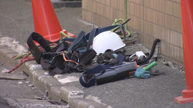 【続報】「ビルの8階付近から同僚が転落した」高さ約30mから落下　35歳の男性が死亡　男性は『ブランコ工法』で安全帯やヘルメットを着けて清掃作業|TBS NEWS DIG