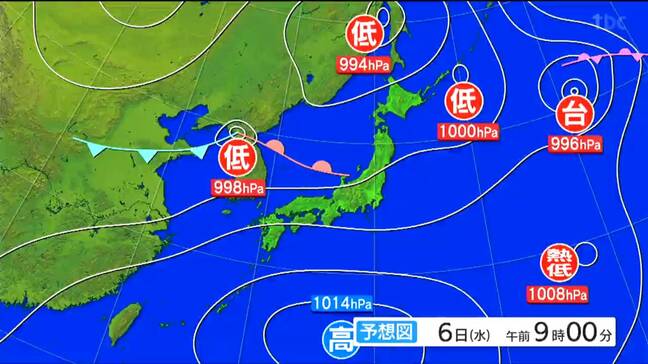 【6日宮城の天気】前線を伴う低気圧が近づき断続的に雨（5日午後4時現在）tbc気象台|TBS NEWS DIG