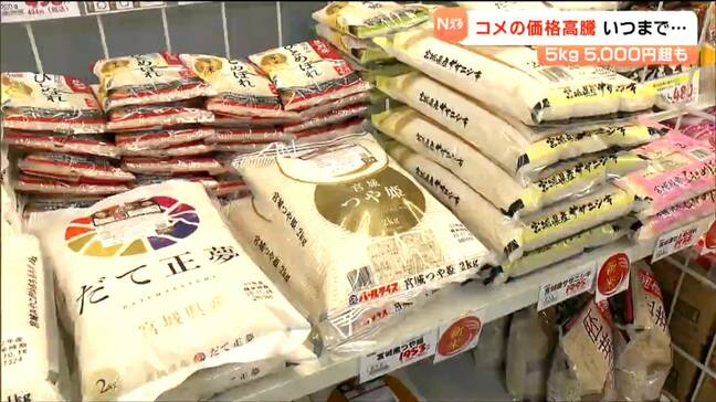 5キロ約5000円のコメも並ぶ 新米流通でも高止まり続き家計を直撃「コメを食べるのは1日1回」との声も|TBS NEWS DIG