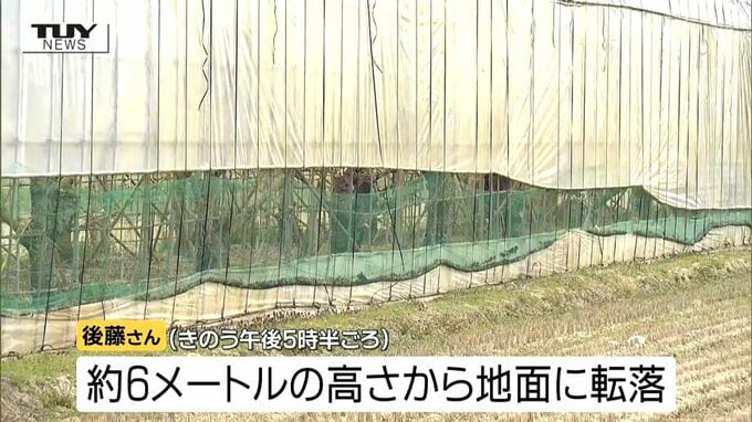 ビニールハウスの補修作業中に...さくらんぼ畑で死亡事故　80代男性が6メートル下に転落（山形・河北町）　　|　山形のニュース│TUYテレビユー山形
