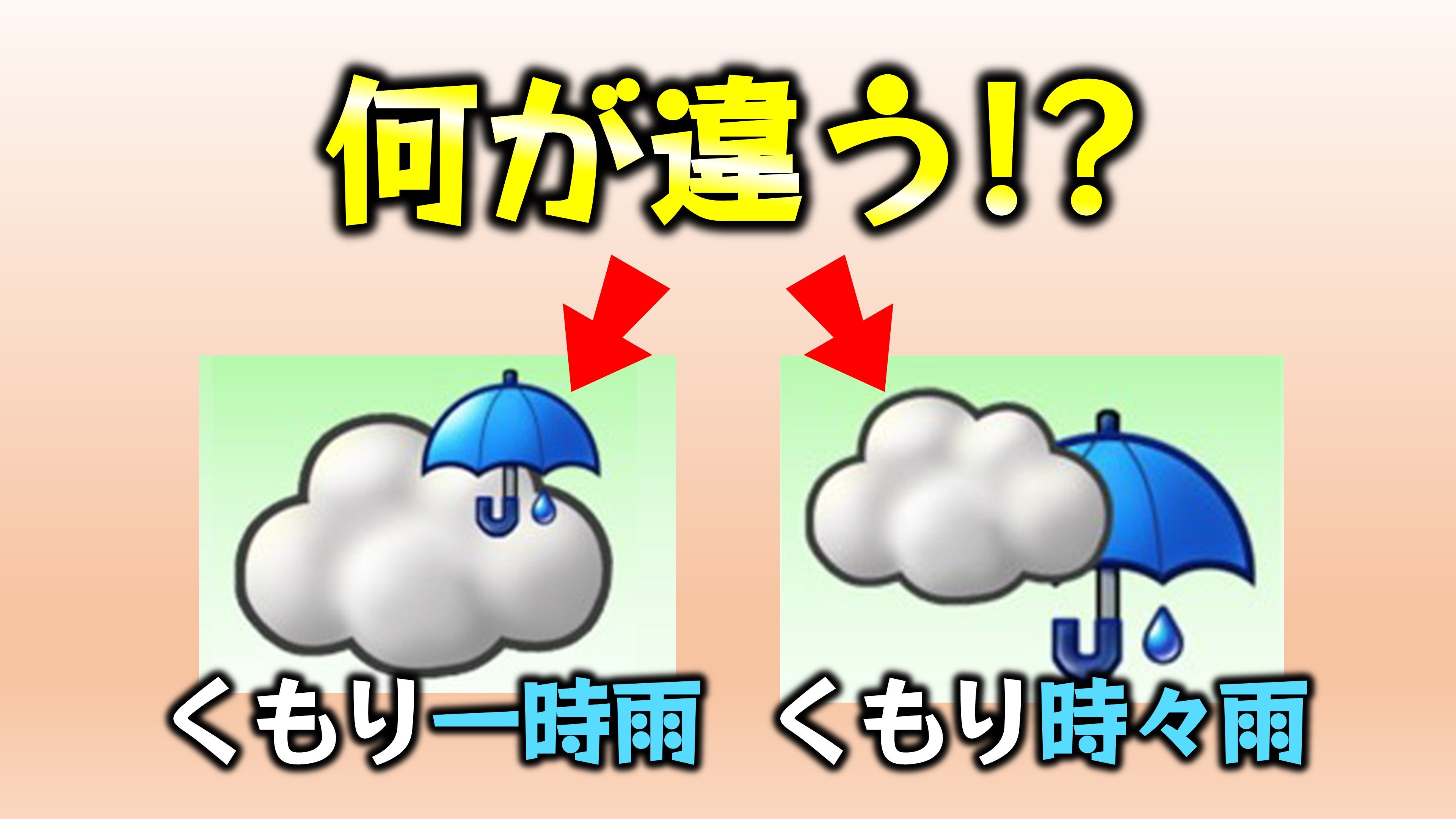 天気マーク「時々雨」と「一時雨」の違いは何？期間？強さ？連続性