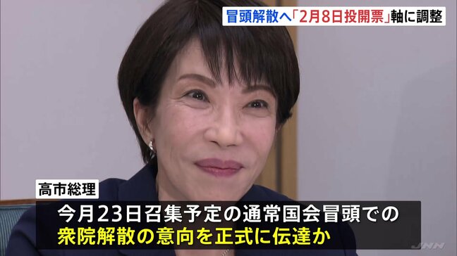 高市総理 きょう与党幹部に“解散の意向”伝達か 「2月8日投開票」日程を軸に調整進む|TBS NEWS DIG