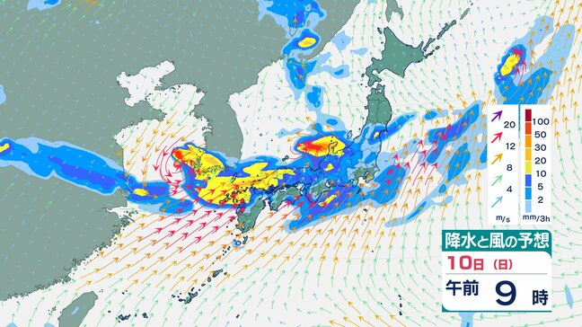 【大雨情報】山口県、福岡県、佐賀県、長崎県で『線状降水帯』発生の可能性 9日夜のはじめ頃~10日夜のはじめ頃 土砂災害、低い土地の浸水、河川の増水や氾濫に厳重に警戒【雨風シミュレーション】|TBS NEWS DIG