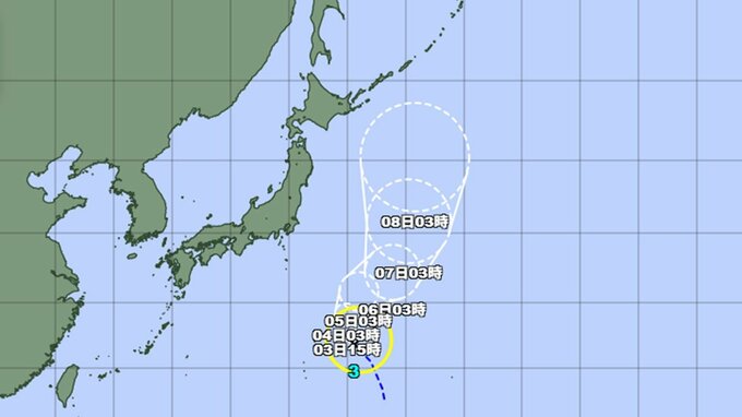 台風3号（ムーン）発生　勢力を増し北へ…左にカーブして北海道方面に　最大瞬間風速30メートル　今後の進路と勢力は　気象庁発表　|　山形のニュース│TUYテレビユー山形