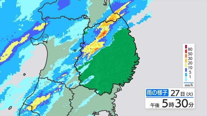 岩手県では前線や暖かく湿った空気の影響により、大雨となる所がある見込み　28日にかけて大雨による土砂災害、低い土地の浸水、河川の増水に注意・警戒を　また竜巻などの激しい突風や落雷、ひょうに注意|TBS NEWS DIG