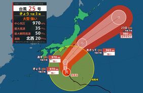 【台風情報】大型の台風25号（ドゥージェン）シルバーウイークの天気に影響か（20日午前3時現在）【雨風シミュレーション（20日～25日】|TBS NEWS DIG
