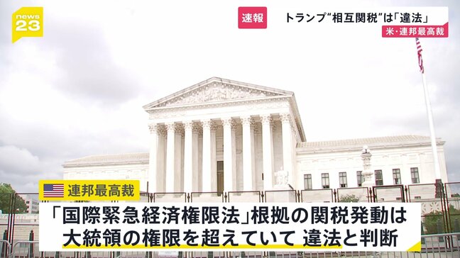 【速報】トランプ「相互関税」は違法と判断 連邦最高裁 最大の看板政策見直しを迫られる事態に|TBS NEWS DIG