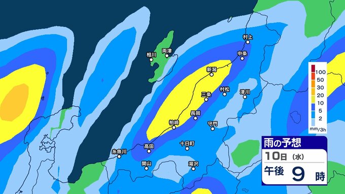 【大雨情報】新潟県では雷を伴った激しい雨が降り大雨の恐れ　10日夕方から11日にかけて土砂災害や低地の浸水、河川の増水に注意・警戒【3時間ごとの雨シミュレーション・10日午後9時更新】　|　新潟のニュース・天気｜BSN NEWS｜BSN新潟放送
