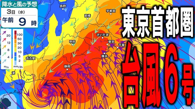 【台風情報】東京首都圏には3日に最接近か　台風6号は2日から徐々に速度を上げて時速25～45kmで一気に西日本→東日本へ北上か　猛烈な風・猛烈な雨の所も…　最新進路予想と雨・風シミュレーションあり|TBS NEWS DIG