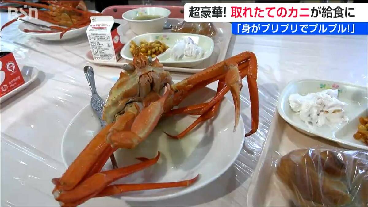 サムネイル_超豪華!!とれたてのカニを1人1杯ずつ！一生忘れられない給食に「身がプリプリでプルンプルン」佐渡市立赤泊小学校