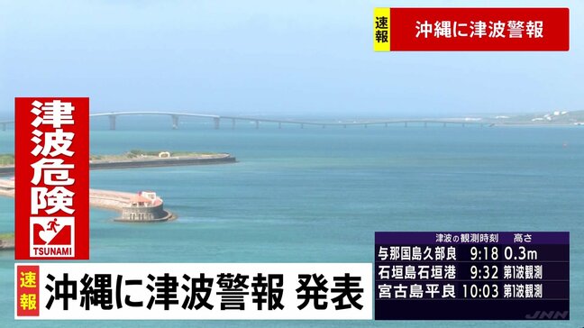 宮古島の平良で津波の第一波が観測|TBS NEWS DIG