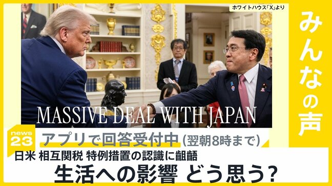 米国が新｢相互関税｣発動 日本は15%　特例措置の認識に食い違い 生活への影響 どう思う？【news23】|TBS NEWS DIG