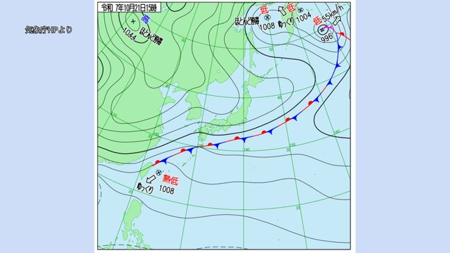 熱帯低気圧から九州の南、さらに東へ伸びる前線　沖縄地方は22日も大雨予想　石垣・与那国は24時間の予想雨量180ミリ、最大瞬間風速30メートルの暴風予想|TBS NEWS DIG