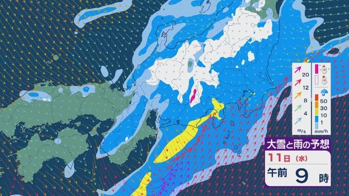 11日(水)の祝日は午前中を中心に近畿から関東では雨に 気温が高く積雪の多い地域はなだれなどに注意を 雨・雪と風シミュレーション|TBS NEWS DIG