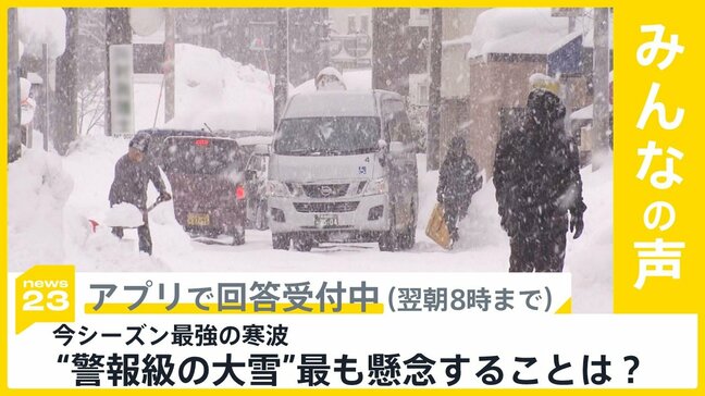 最強寒波 各地で“警報級の大雪”の可能性 あなたが最も懸念することは？？【news23】|TBS NEWS DIG