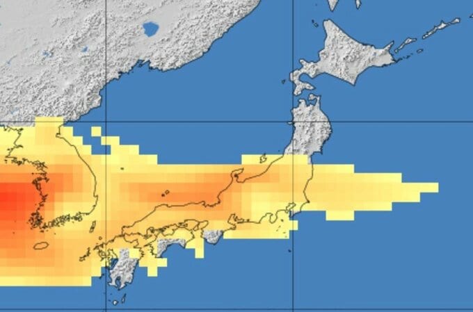 【黄砂】16日未明に西日本に到達か、午後には東日本や東北でも濃度上昇へ　17日にかけて太平洋側にも拡大か　視程悪化や健康管理に注意【黄砂解析シミュレーション】　|　富山のニュース｜天気・防災｜チューリップテレビ