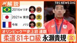 史上初の連覇!柔道男子81キロ級 永瀬貴規選手の強さの秘密、野村忠宏さん「誰よりも練習する“練習の虫”」【Nスタ解説】|TBS NEWS DIG