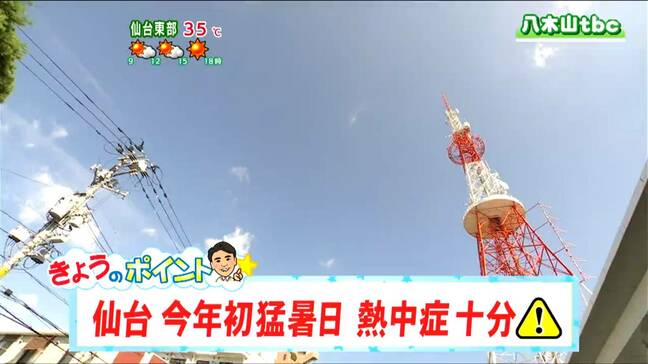 「仙台で今年初の猛暑日となる可能性、熱中症に十分注意」tbc気象台 22日|TBS NEWS DIG