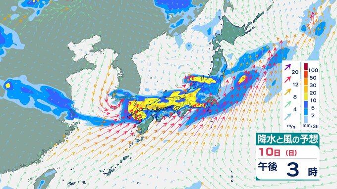 【大雨情報】近畿地方は、10日未明から11日にかけて非常に激しい雨が降る見込み　近畿南部で180ミリの降水予想　10日夕方までの24時間【雨風シミュレーション】　|　富山のニュース｜天気・防災｜チューリップテレビ
