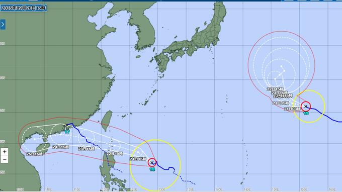 【台風情報】ダブル台風発生中　19号は日本の東で停滞予想　今後の進路と日本への影響は？|TBS NEWS DIG