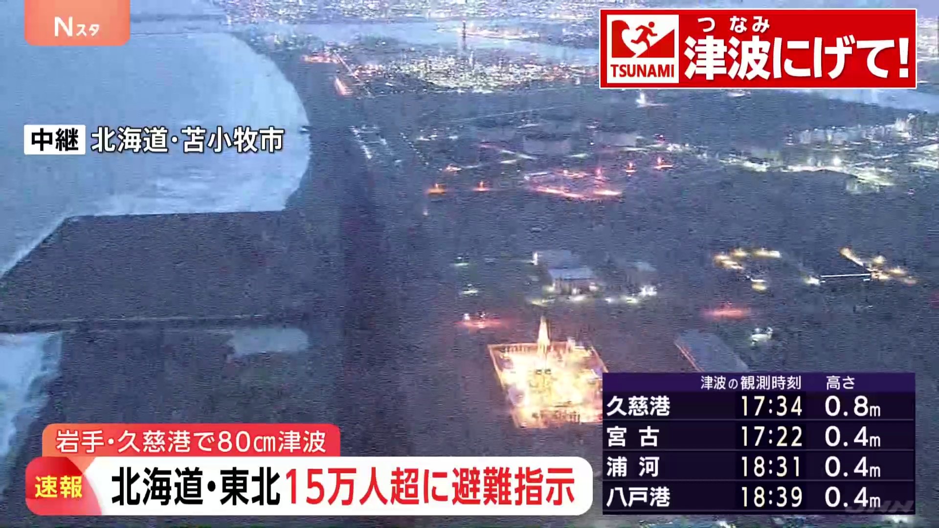 速報】気象庁「高所へ避難を」「第2波、第3波が一番高くなることも