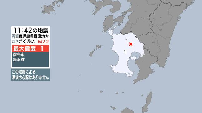 鹿児島県薩摩地方で地震 霧島市などで最大震度１ 津波の心配なし|TBS NEWS DIG