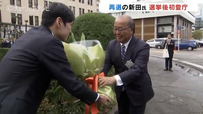 富山県知事選挙を制した新田八朗氏が選挙後初登庁　地震からの復興や社会経済システムの構築目指す　|TBS NEWS DIG