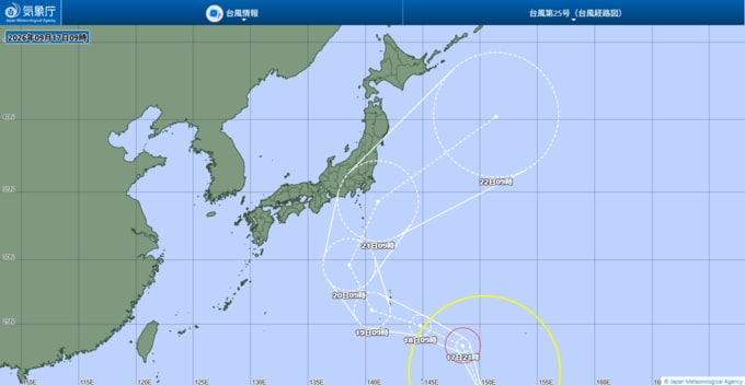 気象庁の台風25号進路予想図
