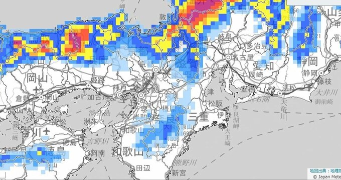 【大雪情報】近畿北部を中心に大雪続く…50㎝の降雪予想　近畿中部の平地や近畿南部の山地でも24日は大雪となる見込み【雪と雨のシミュレーション】|TBS NEWS DIG