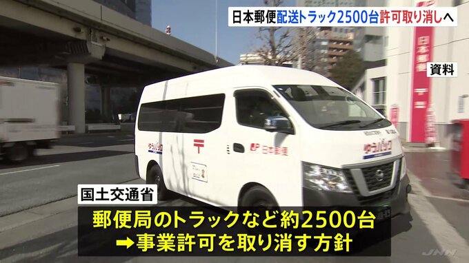 日本郵便のトラックなど約2500台の事業許可取り消しへ　不適切点呼問題受け「ゆうパック」や郵便に影響も　約3万2000台の軽貨物車も厳正対処へ　国土交通省　|TBS NEWS DIG