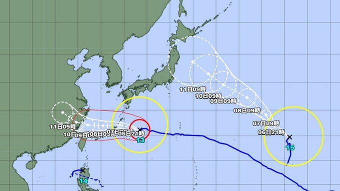 【台風情報】沖縄・奄美への影響はどうなる？ 大型で強い台風13号(ドルフィン)　最大瞬間風速は60 m/s 　今どこに？ 勢力、進路予想を詳しく　15号のこのあとは？  今後の全国の天気を画像で　気象庁【ダブル台風】|TBS NEWS DIG