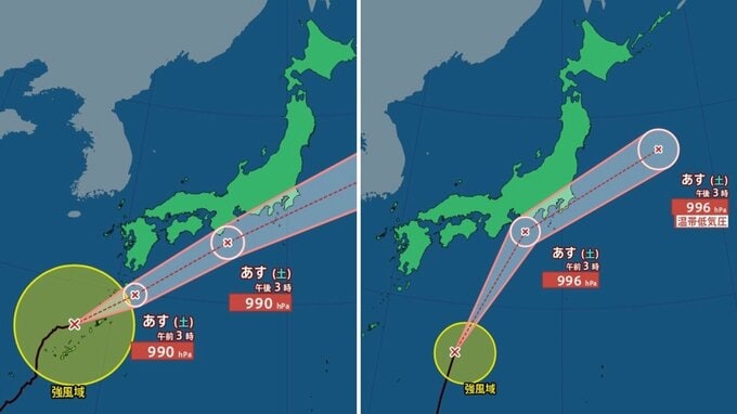 【ダブル台風情報】 北上中の「台風7号（メーカラー）」西日本から東日本の太平洋側に接近か　「台風8号（ヒーゴス）」27日(土)に上陸の可能性　雨風シミュレーションと最新進路予想【気象庁26日午後5時30分更新】|TBS NEWS DIG