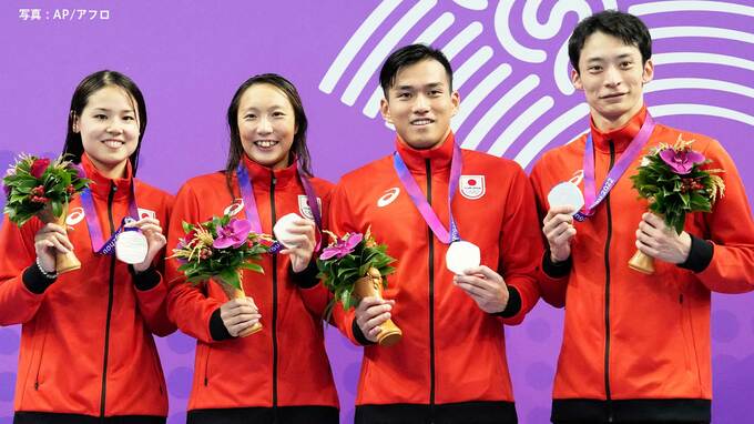 混合4×100mメドレーリレーで銀メダル獲得も最年長・入江陵介「銀メダルで喜んじゃいけない」【アジア大会】|TBS NEWS DIG