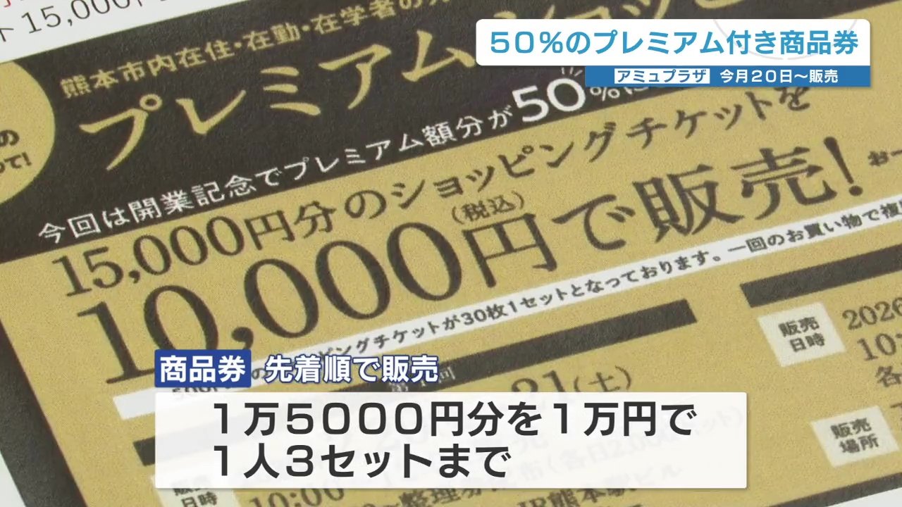 アミュプラザくまもと 熊本市40％＋JR熊本シティ10％＝5000円分の