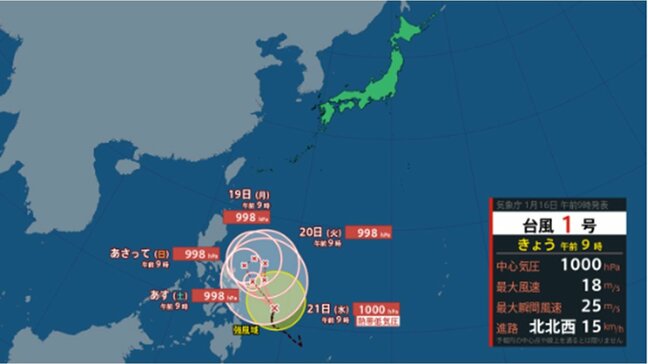 【台風情報】台風1号(ノケーン)は今どこに？ この後の勢力と進路を詳しく　最大瞬間風速は？ 全国の天気を画像で　気象庁|TBS NEWS DIG