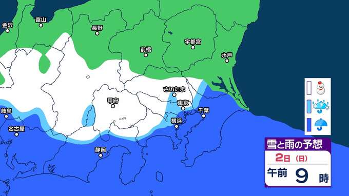 【気象情報】南岸低気圧の影響で2月2日は関東甲信は平地でも積雪か　降雪予想：関東北部平地1㎝　関東南部平地3㎝　甲信10㎝あす夕方まで【雪雨シミュレーション】積雪や路面の凍結による交通障害に注意・警戒　|　富山のニュース｜天気・防災｜チューリップテレビ