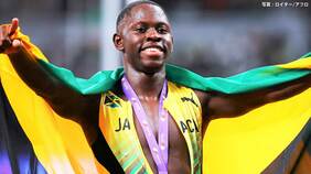 男子100m 2大会連続4位のセビルが9秒77で悲願の金！ジャマイカ勢としてボルト以来10年ぶりの頂点　ライルズは銅【世界陸上】|TBS NEWS DIG