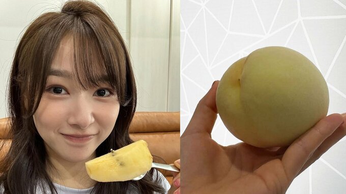 【 桜井日奈子 】 「清水白桃って岡山の有名な桃があるんじゃけど」　故郷で旬の味覚に舌鼓　「今逃したら次来年よ？食べにゃおえんわ」　地元愛あふれる方言で投稿|TBS NEWS DIG