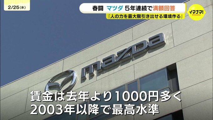 「不透明かつ厳しい経営環境を生き抜く上で必要」マツダ　通期純利益は前年比8割超減の見通しも5年連続で満額回答　【春闘】|TBS NEWS DIG