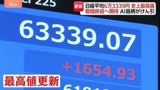 【速報】日経平均株価　終値6万3339円で最高値更新　米イラン戦闘終結への期待から買い注文が優勢の展開に| TBS CROSS DIG with Bloomberg