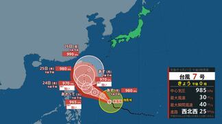 【台風情報】「台風7号」来週半ば頃に進路北向きに…25日(木)に沖縄の南へ接近か【台風進路・風雨シミュレーション】 | MBSニュース | 関西の最新ニュースを分かりやすく。