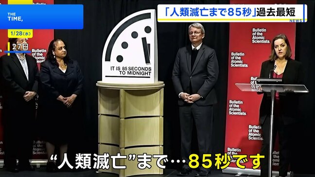 “人類滅亡”まで85秒 終末時計が2年連続で過去最短に 「核保有国が複数の軍事行動」などが理由と主催団体|TBS NEWS DIG