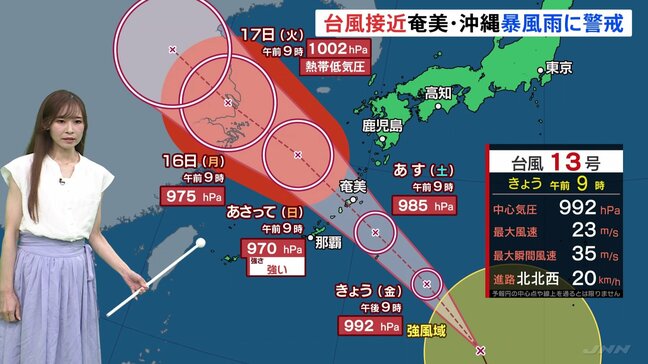 【気象予報士解説】3連休も厳しい暑さが続く 台風13号は発達しながら北上|TBS NEWS DIG