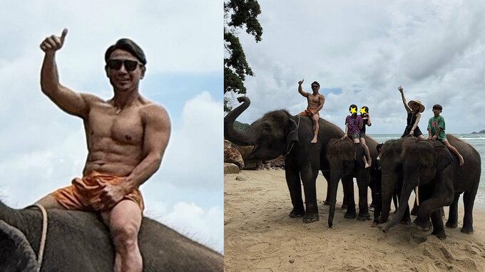 【 魔裟斗 】　タイ家族旅行で披露した肉体美に「リアルターザン」と大反響　象と触れ合う家族5人勢ぞろいショットも|TBS NEWS DIG