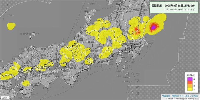 【気象情報】東海地方は18日夜遅くにかけて竜巻などの激しい突風、落雷、急な強い雨に注意を【雨と風のシミュレーション】　|　富山のニュース｜天気・防災｜チューリップテレビ