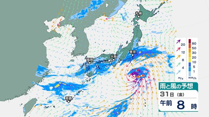 「台風1号」31日未明から関東地方南部「大雨」　東京も雷を伴った激しい雨「警報級の大雨」となる可能性…1時間雨量「30ミリ」予想|TBS NEWS DIG