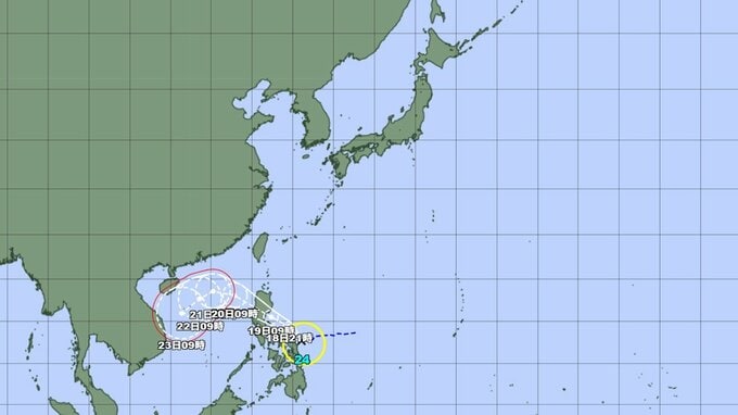 【台風情報】 台風24号(フンシェン)の勢力と進路を詳しく　最大瞬間風速40メートル予報　今後フィリピンに直撃か　日本方面には向かわず　全国の天気を画像で　気象庁|TBS NEWS DIG
